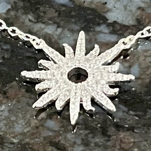 925 Sterling CZ Starburst Adjustable Necklace